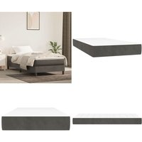Taschenfederkernmatratze Dunkelgrau 80x200x20 cm Samt - Samtmatratze - Federkernmatratze - Doppelbettmatratze - Matratze 80x200 - Dunkelgraue von VIDAXL