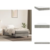 Taschenfederkernmatratze Hellgrau 90x200x20 cm Samt - Samtmatratze - Federkernmatratze - Bettmatratze - Schlafsystem - Mittelhartes Matratze von VIDAXL