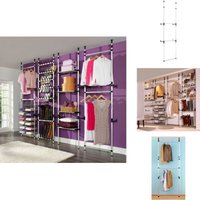 Teleskop-Garderobe mit Stangen Aluminium - Kleiderständer - Garderobenschrank - Teleskopsystem - Organisationshilfe - Schlafzimmermöbel von VIDAXL