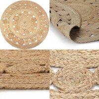Teppich Geflochten Jute 150 cm Rund - Naturfaser Teppich - Jute Teppich - Runder Teppich - Wohnzimmer Teppich - Dekorative Matten - Home & Living von VIDAXL