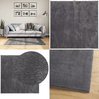 Teppich HUARTE Kurzflor Weich und Waschbar Anthrazit 120x120 cm - Kurzflor-Teppich - Anthrazit - Wohnzimmerteppich - Flurmatte - Schlafzimmersteppich von VIDAXL