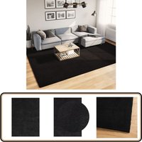 Teppich HUARTE Kurzflor Weich und Waschbar Schwarz 240x340 cm - Kurzflor-Teppich - Schwarzer Teppich - Flauschiger Teppich - Polyester Teppich von VIDAXL