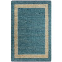 Bonnevie - Teppich,Fußmatte Handgefertigt Jute Blau 80x160 cm vidaXL von BONNEVIE