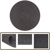 Teppich Handgefertigt Jute Rund 150 cm Dunkelgrau - Naturfaser Teppich - Jute Teppich - Runder Teppich - Wohnzimmer Teppich - Schlafzimmerschmuck von VIDAXL