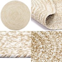 Teppich Handgefertigt Jute Weiß und Braun 180 cm - Naturfaser Teppich - Jute Teppich - Geflochter Teppich - Wohnaccessoire - Boho Stil - Home & Living von VIDAXL