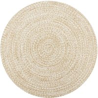 Teppich,Fußmatte Handgefertigt Jute Weiß und Natur 120 cm vidaXL von BONNEVIE