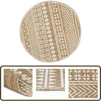 Teppich Handgefertigt Jute Weißer Druck 120 cm - Vidaxl von VIDAXL