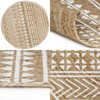 Teppich Handgefertigt Jute Weißer Druck 90 cm - Naturfaser Teppich - Jute Teppich - Geometrischer Teppich - Wohnzimmer Teppich - Schlafzimmerschmuck Teppich Handgefertigt Jute Weißer Druck 90 cm - Naturfaser Teppich - Jute Teppich - Geometrischer Teppich - Wohnzimmer Teppich - Schlafzimmerschmuck von VIDAXL