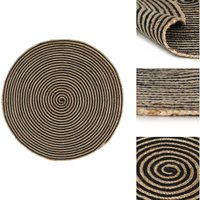 Teppich Handgefertigt Jute mit Spiralen-Design Schwarz 90 cm - Naturfaser Teppich - Jute Teppich - Gewebe Teppich - Rattan Teppich - Wohnzimmer von VIDAXL