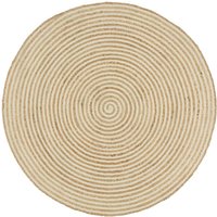 Bonnevie - Teppich,Fußmatte Handgefertigt Jute mit Spiralen-Design Weiß 120 cm vidaXL von BONNEVIE