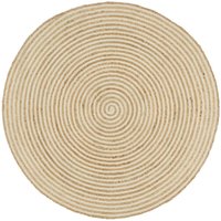 Bonnevie - Teppich,Fußmatte Handgefertigt Jute mit Spiralen-Design Weiß 90 cm vidaXL von BONNEVIE