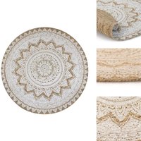 Teppich Jute Geflochten Bedruckt 120 cm Rund - Naturfaser Teppich - Jute Teppich - Runder Teppich - Mandala Druck - Wohnraum Deko Teppich Jute Geflochten Bedruckt 120 cm Rund - Naturfaser Teppich - Jute Teppich - Runder Teppich - Mandala Druck - Wohnraum Deko von VIDAXL