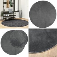 Teppich OVIEDO Kurzflor Anthrazit Ø 160 cm - Kuscheldecke - Kurzflorteppich - Wohnraumteppich - Wohnzimmerteppich - Schlafzimmersteppich - Home & Teppich OVIEDO Kurzflor Anthrazit Ø 160 cm - Kuscheldecke - Kurzflorteppich - Wohnraumteppich - Wohnzimmerteppich - Schlafzimmersteppich - Home & von VIDAXL
