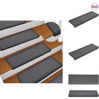 Vidaxl - Teppich-Treppenstufen 15 Stk. 65x21x4 cm Dunkelgrau - Teppich Für Treppen - Treppenläufer - Treppenmatten - Trittschutz - Anti-Rutsch von VIDAXL