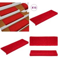 Vidaxl - Teppich-Treppenstufen 15 Stk. 65x21x4 cm Rot - Teppich - Treppenmatte - Stufenmatte - Trittsicherheit - Rutschfeste Matte - Home & Living von VIDAXL