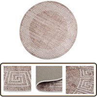 Teppich Waschbar 120 cm Beige Rutschfest - Samt Teppich - Wohnzimmer Teppich - Flur Teppich - Bequeme Fußbodenmatten - Digital Bedruckt von VIDAXL