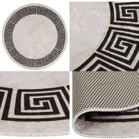 Teppich Waschbar φ120 cm Hellbeige Rutschfest - Samt Teppich - Wohnzimmer Teppich - Flur Teppich - Hellbeige Teppich - Runde Teppiche - Home & Living von VIDAXL