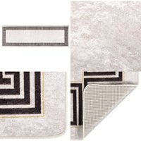 Teppich Waschbar 80x300 cm Hellbeige Rutschfest - Samt Teppich - Wohnzimmer Teppich - Flur Teppich - Hellbeige Teppich - Digitalgedruckter Teppich von VIDAXL