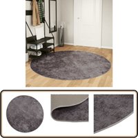 Teppich Waschbar Grau Ø 200 cm Rutschfest - Samt Teppich - Grauer Teppich - Wohnraumteppich - Rundteppich - Digitaldruck Teppich Teppich Waschbar Grau Ø 200 cm Rutschfest - Samt Teppich - Grauer Teppich - Wohnraumteppich - Rundteppich - Digitaldruck Teppich von VIDAXL