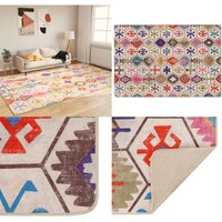 Teppich Waschbar Mehrfarbig 190x300 cm Rutschfest - Samt Teppich - Wohnzimmerteppich - Mehrfarbiger Teppich - Rutschfester Teppich - Läufer - Home & Teppich Waschbar Mehrfarbig 190x300 cm Rutschfest - Samt Teppich - Wohnzimmerteppich - Mehrfarbiger Teppich - Rutschfester Teppich - Läufer - Home & von VIDAXL