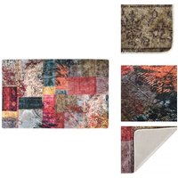 Teppich Waschbar Patchwork 80x150 cm Mehrfarbig Rutschfest - Samt Teppich - Wohnzimmer Teppich - Flur Teppich - Multifarbiger Teppich - Digitaldruck von VIDAXL