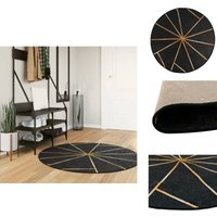Teppich Waschbar Schwarz und Golden ø 120 cm Rutschfest - Samt Teppich - Wohnzimmerteppich - Rund Teppich - Schwarz Gold - Antibakterieller Teppich Teppich Waschbar Schwarz und Golden ø 120 cm Rutschfest - Samt Teppich - Wohnzimmerteppich - Rund Teppich - Schwarz Gold - Antibakterieller Teppich von VIDAXL