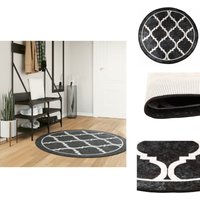 Vidaxl - Teppich Waschbar Schwarz und Weiß ø 120 cm Rutschfest - Samt Teppich - Wohnzimmerteppich - Rund Teppich - Schwarz Weiß - Antibakterieller von VIDAXL