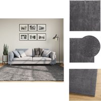 Teppich huarte Kurzflor Weich und Waschbar Anthrazit 200x200 cm - Kurzflor-Teppich - Anthrazit - Wohnzimmerteppich - Flurmatte - Schlafzimmersteppich von VIDAXL
