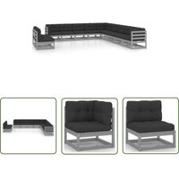 Vidaxl - The Living Store 11-tlg. Garten-Lounge-Set mit Kissen Grau Kiefer Massivholz - Gartensofa - Lounge Set - Gartenmöbel - Outdoor Möbel Vidaxl - The Living Store 11-tlg. Garten-Lounge-Set mit Kissen Grau Kiefer Massivholz - Gartensofa - Lounge Set - Gartenmöbel - Outdoor Möbel von VIDAXL