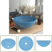 The Living Store Luxus-Waschbecken Rund Matt Hellblau 32,5x14 cm Keramik - Runde Waschbecken - Keramikwaschbecken - Matt Hellblaues Waschbecken The Living Store Luxus-Waschbecken Rund Matt Hellblau 32,5x14 cm Keramik - Runde Waschbecken - Keramikwaschbecken - Matt Hellblaues Waschbecken von VIDAXL