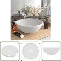 The Living Store Luxus-Waschbecken Rund Matt Weiß 32,5x14 cm Keramik - Runde Waschbecken - Keramikwaschbecken - Matt Weiß - Badezimmeraccessoires The Living Store Luxus-Waschbecken Rund Matt Weiß 32,5x14 cm Keramik - Runde Waschbecken - Keramikwaschbecken - Matt Weiß - Badezimmeraccessoires von VIDAXL