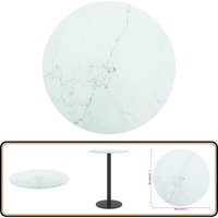 Tischplatte Weiß Ø30x0,8 cm Hartglas in Marmoroptik - Tischplatte - Glastischplatte - Marmor Design - Esstisch Platte - Wohnzimmer Dekoration von VIDAXL