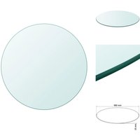 Tischplatte aus gehärtetem Glas rund 900 mm - Tischplatte - Glastischplatte - Runde Tischplatte - Transparente Tischplatte - Esstisch Platte von VIDAXL