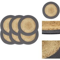 Tischsets - Living Tischsets 6 Stk. Natur und Anthrazit 38 cm Jute und Baumwolle - Grau von VIDAXL