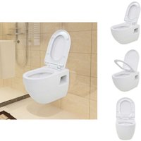 Toiletten - Living Wand-WC Keramik Weiß - Weiß von VIDAXL