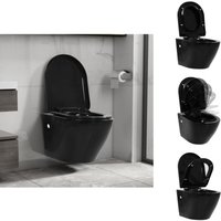 Vidaxl - Toiletten - Living Wand-WC ohne Spülrand Keramik Schwarz - Schwarz von VIDAXL