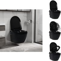 Toiletten - Living Wand-WC ohne Spülrand mit Bidet-Funktion Keramik Schwarz von VIDAXL