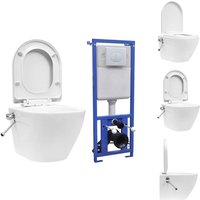Vidaxl - Toiletten - Living Wand-WC ohne Spülrand mit Einbau-Spülkasten Keramik Weiß - Weiß von VIDAXL