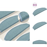 Treppenmatten 15 Stk. Blau 65x24x4 cm - Teppiche - Treppenstufen - Trittschutz - Rutschfeste Matte - Treppenläufer von VIDAXL