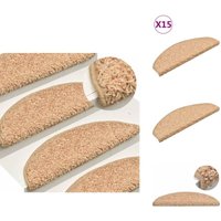 Treppenmatten 15 Stk. Golden 65x21x4 cm - Teppichstufen - Treppenläufer - Trittschutz - Goldener Teppich - Anti-Rutschmatte von VIDAXL