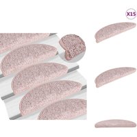 Treppenmatten 15 Stk. Hellrosa 56x17x3 cm - Stufenmatte - Treppenmatte - Treppenschutz - Rutschfeste Matte - Teppichstufen von VIDAXL