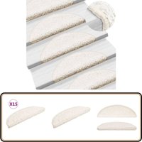 Treppenmatten 15 Stk. Weiß 56x17x3 cm - Treppenmatten - Treppenläufer - Trittschutz - Rutschfeste Matte - Stufenmatte von VIDAXL