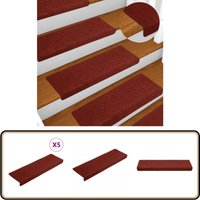Treppenmatten 5 Stk. Bordeauxrot 65x21x4 cm Nadelvlies - Treppenmatte - Treppenläufer - Stufenmatte - Borduo Rot - Nadelvlies von VIDAXL