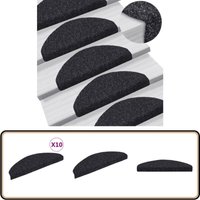 Treppenmatten Selbstklebend 10 Stk. Schwarz 65x21x4cm - Treppenmatten - Stufenmatten - Laufmatten - Anti-Rutschmatte - Treppenbelag von VIDAXL