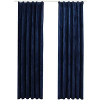 Verdunkelungsvorhänge Haken 2 Stk. Samt Dunkelblau 140x225cm Vidaxl von VIDAXL