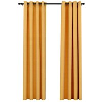 2er-Set Verdunkelungsvorhänge,Verdunkelung Gardinen Ösen Leinenoptik Gelb 140x245 cm Vidaxl von VIDAXL