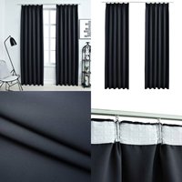Verdunkelungsvorhänge mit Haken 2 Stk. Anthrazit 140x225cm - Verdunkelungsvorhänge - Gardine - Wohnraumdekoration - Vorhang Anthrazit - Vorhänge Mit von VIDAXL