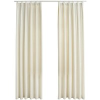 Verdunkelungsvorhänge mit Haken 2 Stk. Samt Creme 140x225cm Vidaxl von VIDAXL