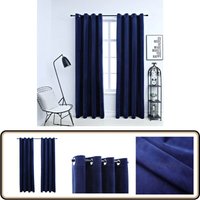 Verdunkelungsvorhänge mit Ösen 2 Stk. Samt Dunkelblau 140x175cm - Dunkelblaue Vorhänge - Samtvorhänge - Wohnzimervorhänge - Schlafzimervorhänge von VIDAXL