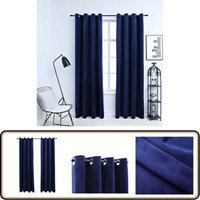 Verdunkelungsvorhänge mit Ösen 2 Stk. Samt Dunkelblau 140x245cm - Dunkelblaue Vorhänge - Samtvorhänge - Wohnzimmerschmuck - Schlafzimmereinrichtung von VIDAXL